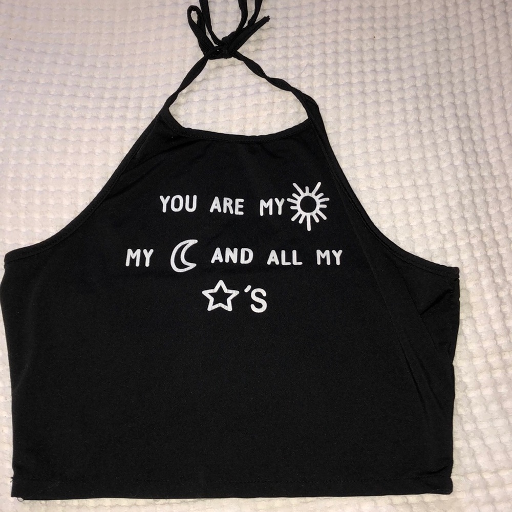 Black Halter top with wording
